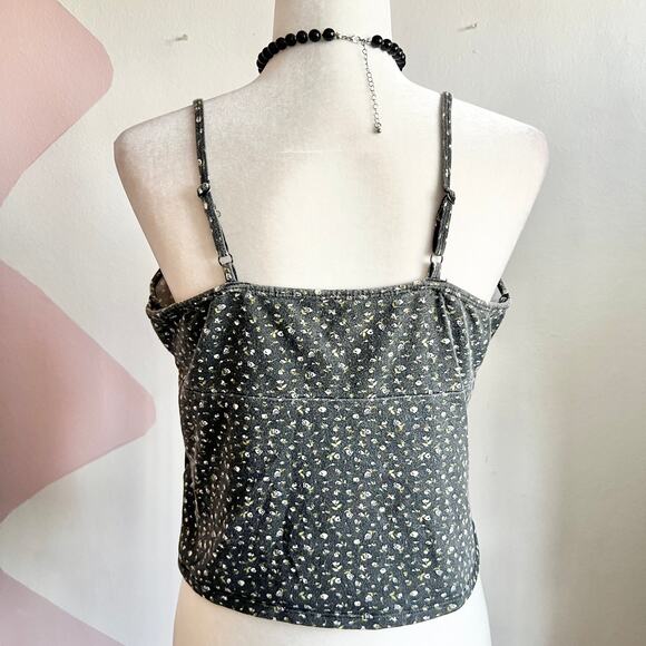 Black Lace‎ Trim Floral Tank Top, Gothic Whimsigoth Grunge Indie Sleaze Medium - Picture 3 of 7